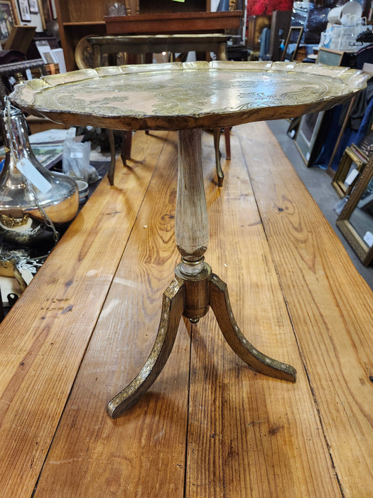 ROUND GILT FLORENTINE PEDESTAL OCCASIONAL TABLE
