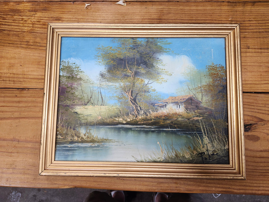 SMALL FRAMED LANDSCAPE OIL PAINTING ON CANVAS, SIGNED