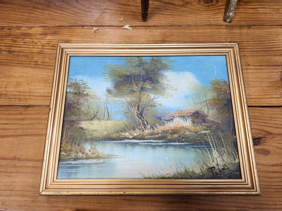 SMALL FRAMED LANDSCAPE OIL PAINTING ON CANVAS, SIGNED