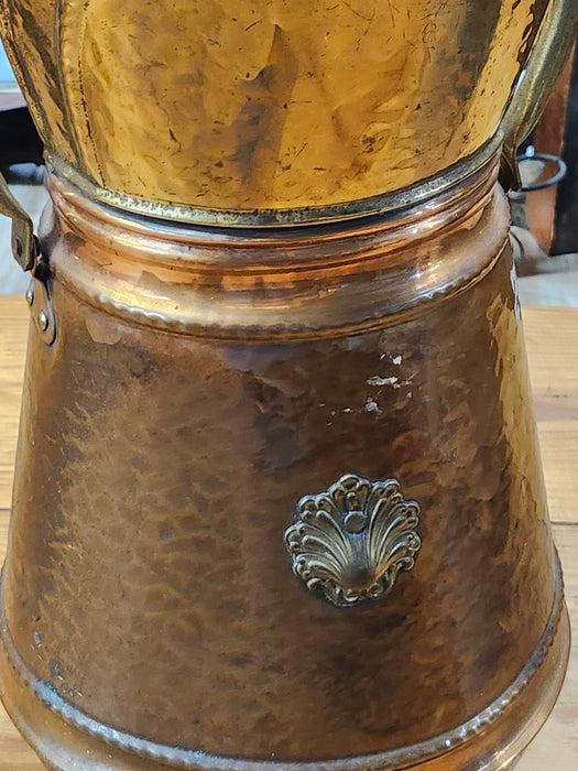 COPPER FOOTED PITCHER STYLE COAL HOD