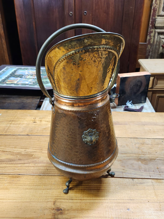 COPPER FOOTED PITCHER STYLE COAL HOD