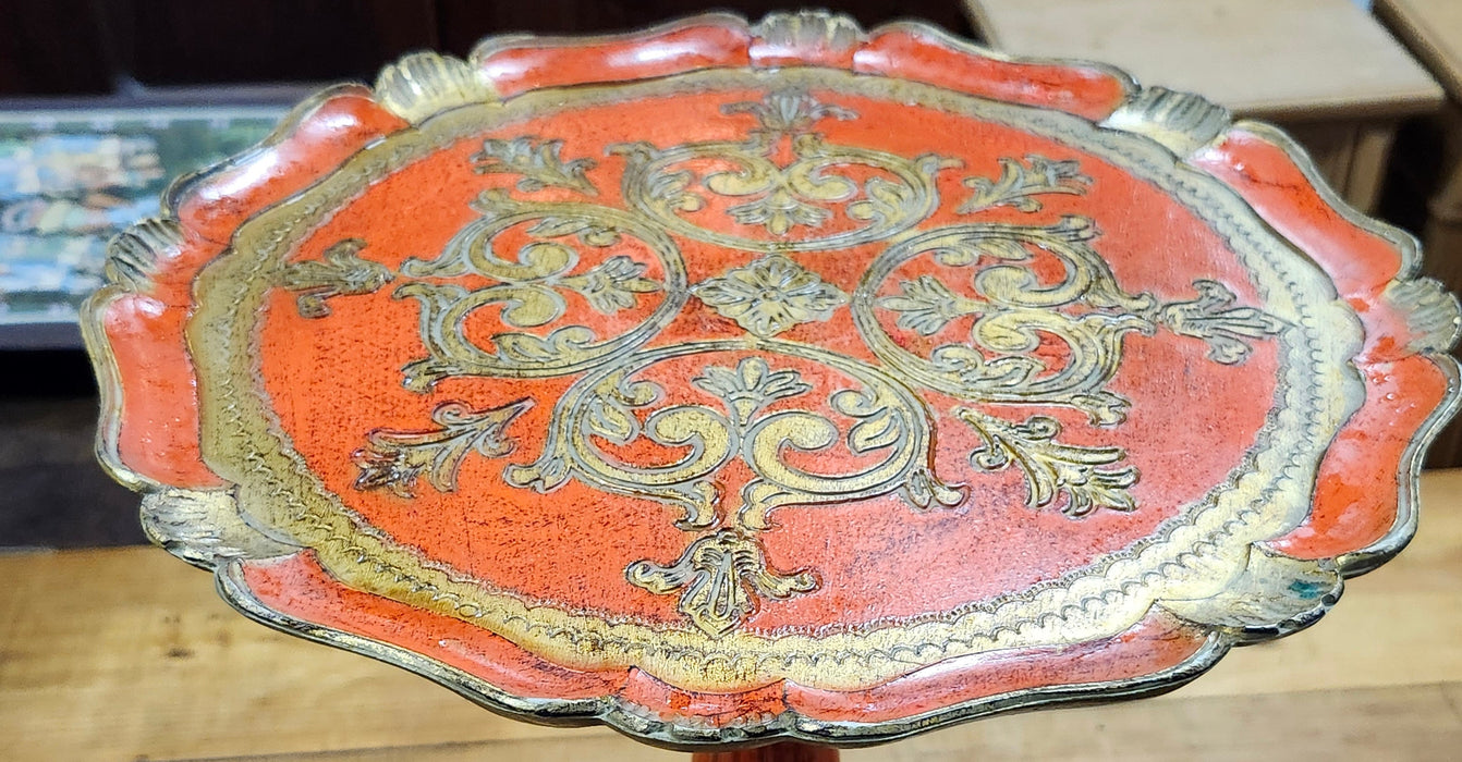 ROUND GILT RED FLORENTINE TABLE TOP