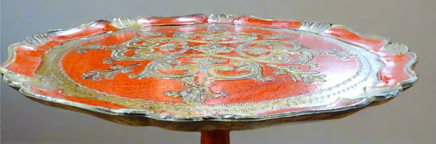ROUND GILT RED FLORENTINE TABLE TOP
