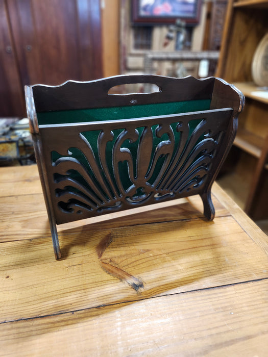 DARK OAK PIERCE CARVED MAGAZINE STAND