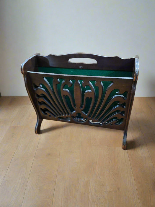 DARK OAK PIERCE CARVED MAGAZINE STAND