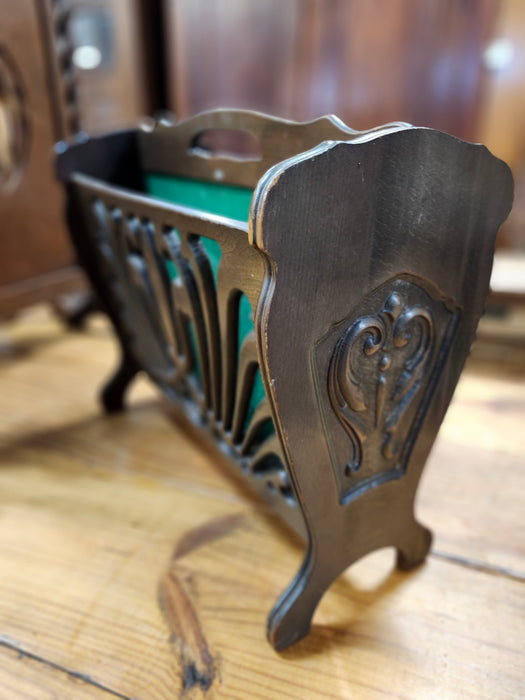 DARK OAK PIERCE CARVED MAGAZINE STAND