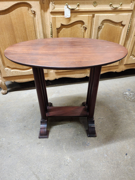 OVAL TOP MAHOGANY PARLOR TABLE WITH COLUMN SIDES