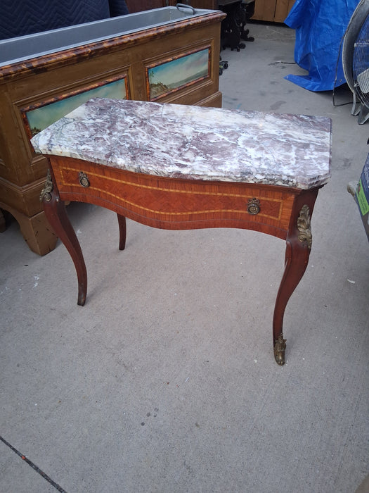 SMALL LOUIS XVI MARBLE TOP CONSOLE