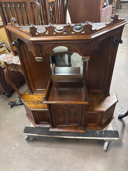 FRENCH WALNUT GOTHIC HUMIDOR CABINET WITH MIRROR