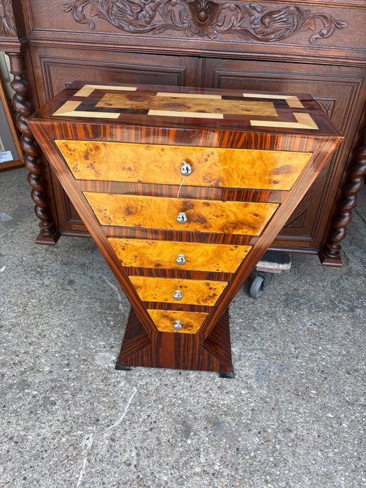 ART DECO  GEOMETRIC BURL WOOD CHEST