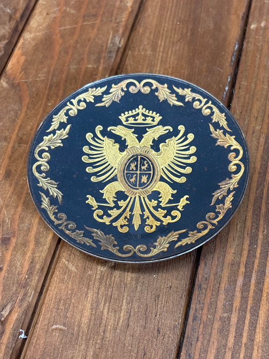 SMALL BLACK AND GOLD INLAID SPANISH DECORATIVE PLATE