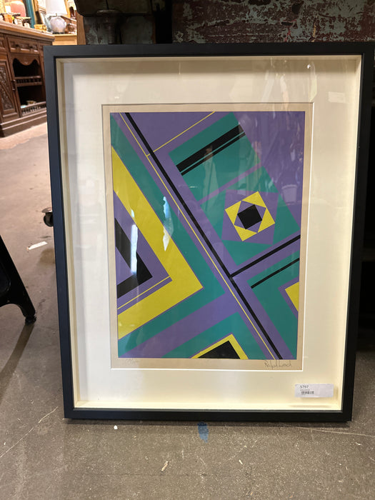 RALPH LACH MODERN ABSTRACT WITH LAVENDER AND TEAL COLORS