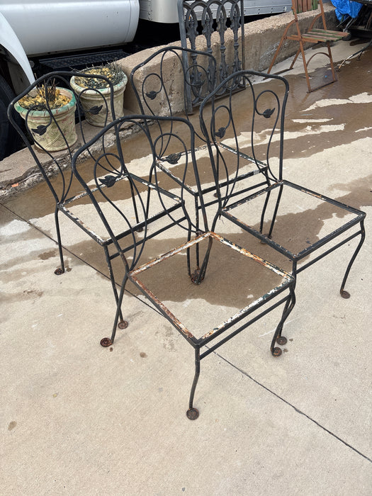 SET OF 4 WROUGHT IRON CHAIR FRAMES - NO SEATS