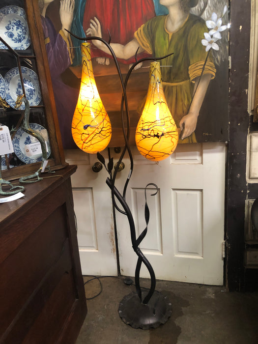 ART GLASS FLOOR LAMP WITH YELLOW GLASS