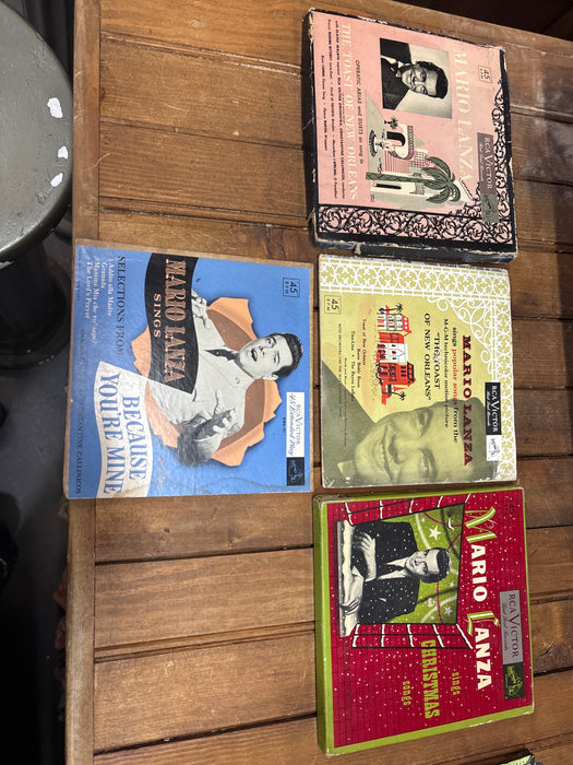 SET OF 4 MARIO LANZA 45S RECORDS BOX