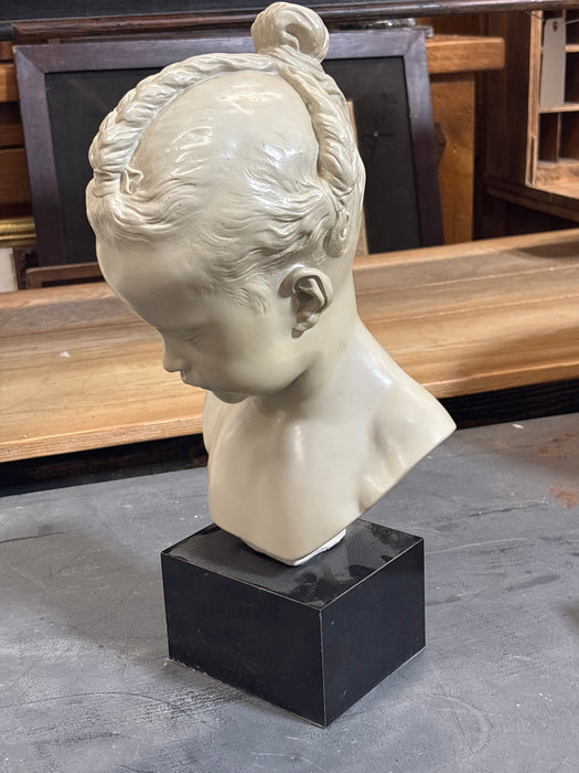 CHAULK BUST OF GIRL WITH BRAID BUN
