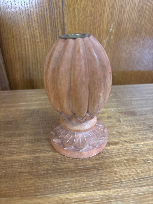 SET OF 2 INDIAN WOOD CANDLE HOLDERS