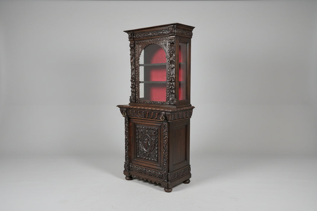 ANGEL CARVED NARROW GLASS TOP HUNT BOARD