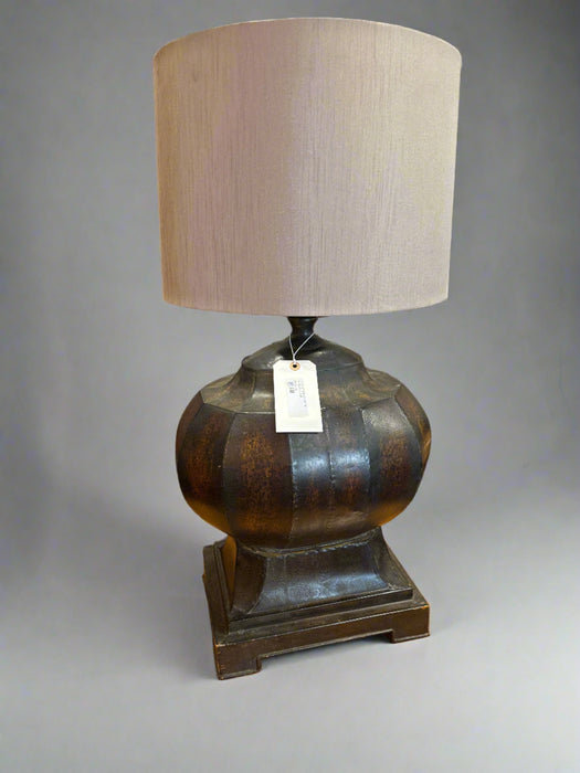 LARGE UTTESMOST METAL PATINATED LAMP