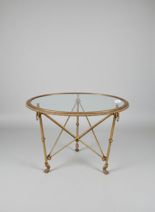 RALPH LAUREN GLASS TOP IRON TABLE
