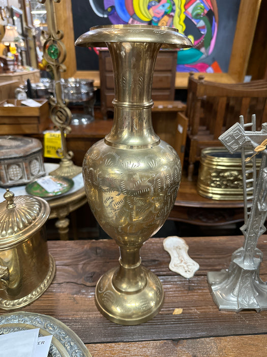 TALL FLARED BRASS FOOTED VASE