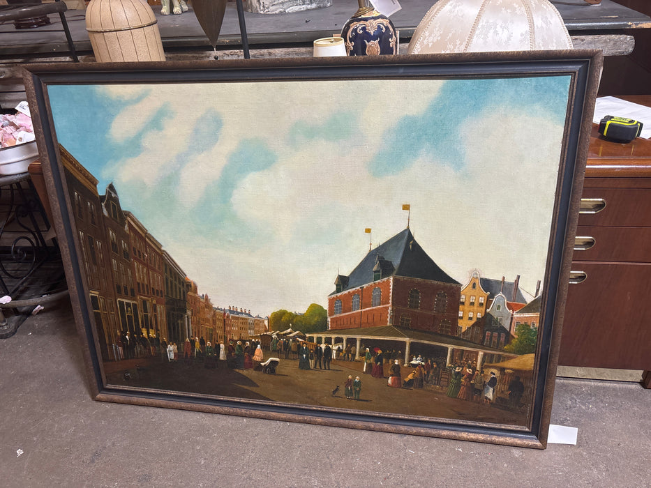 FRAMED 19TH CENTURY DUTCH OIL PAINTING OF HORSE RACES - SIGNED GILLES