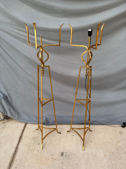 PAIR OF GILT IRON FLOOR LAMPS - AS FOUND