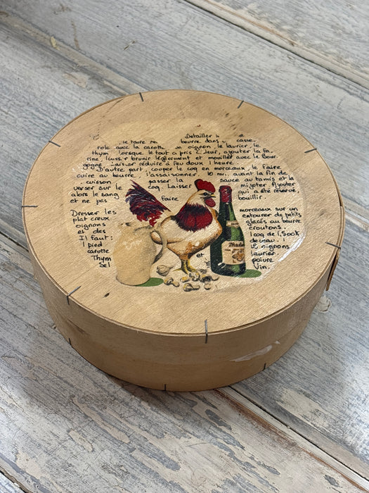 SOCIETE FRANCAISE SET  OF 6 WINE AND CHEES PLATES IN ROOSTER BOX