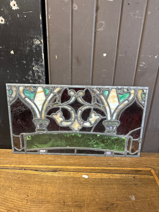 RECTANGULAR 19TH CENTURY STAINED GLASS WINDOW
