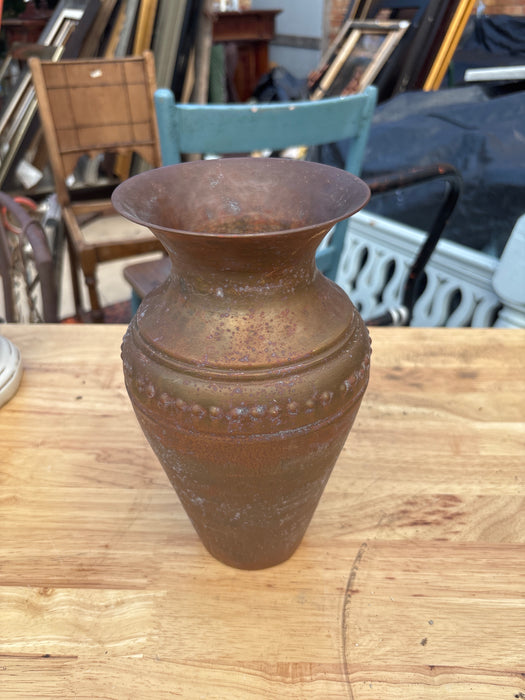 BEADED COPPER VASE
