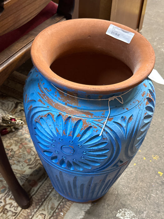 BLUE ITALIAN TERRA COTTA VASE