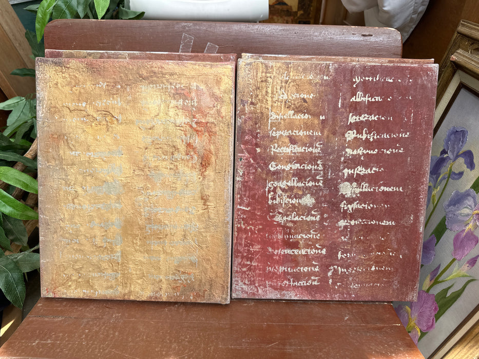 SET OF 4 UNFRAMED OIL PAINTINGS TITLED "PANELS FROM THE PERIODIC TABLE" BY JANET LAWRENCE