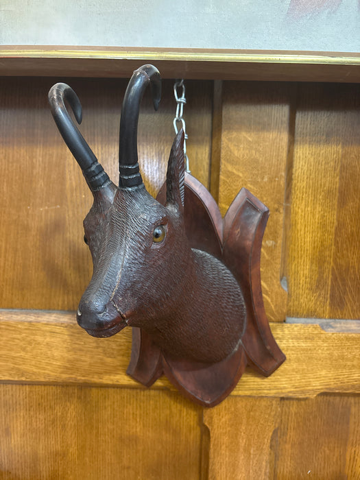 EUROPEAN WOOD ANTELOPE CARVING - AS FOUND