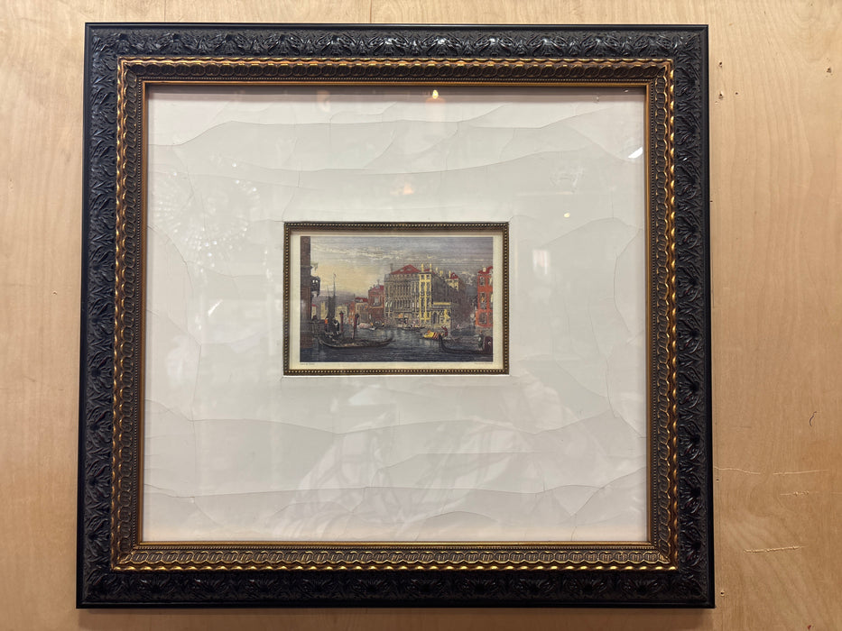SMALL PRINT OF VENICE CANAL AND GONDOLAS IN MEDIUM FRAME