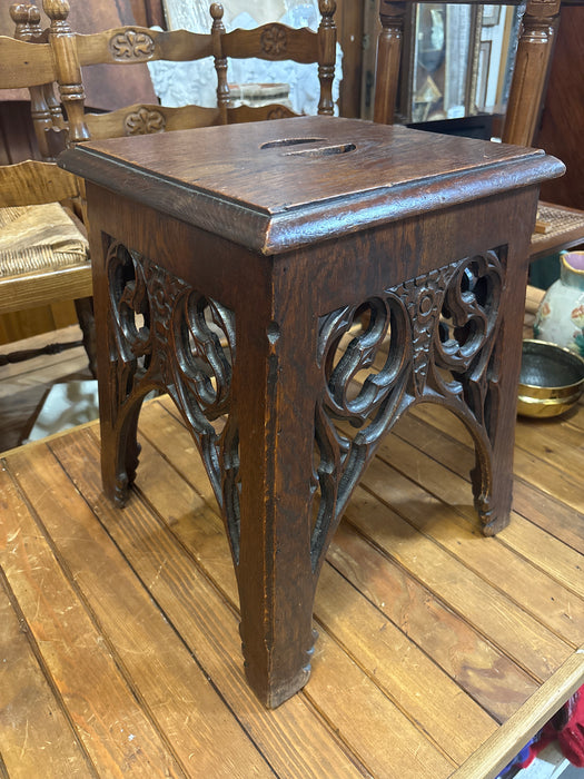 SQUARE GOTHIC OAK STOOL