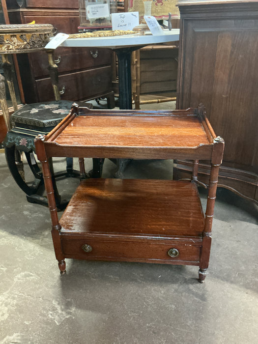 LOW 2 TIER FAUX BAMBOO MAHOGANY STAND