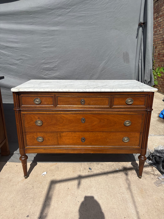 LOUIS XVI WHITE MARBLE TOP CHEST