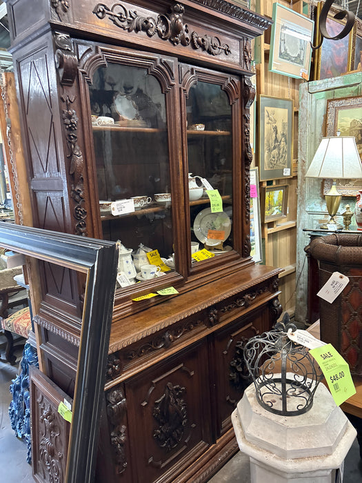 LOUIS XIII OAK CARVED HUNT BOOKCASE