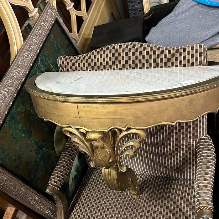 CARVED GILTWOOD MARBLE TOP WALL CONSOLE