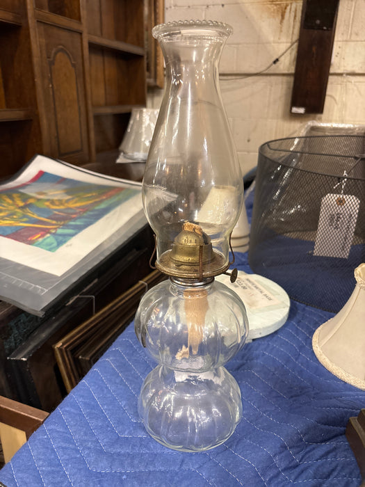 CLEAR REEDED GLASS KEROSENE LANTERN