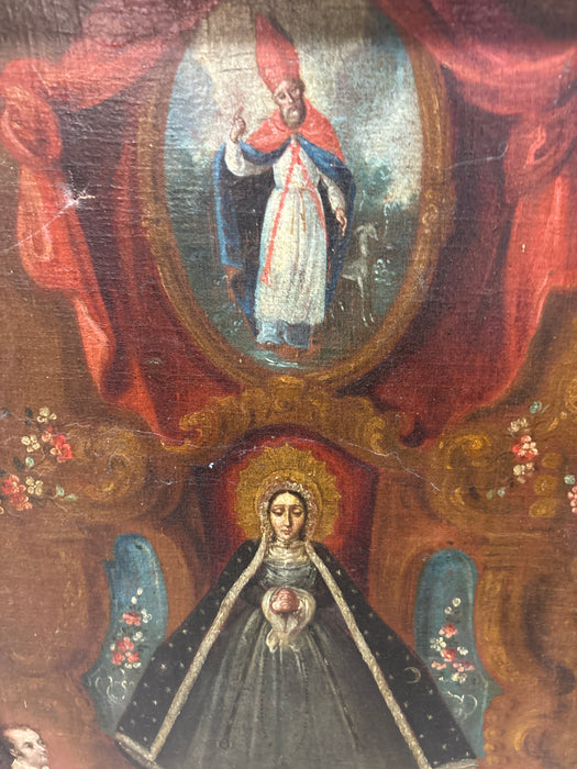 FRAMED 18TH CENTURY RELIGIOUS OIL PAINTING OF MARY