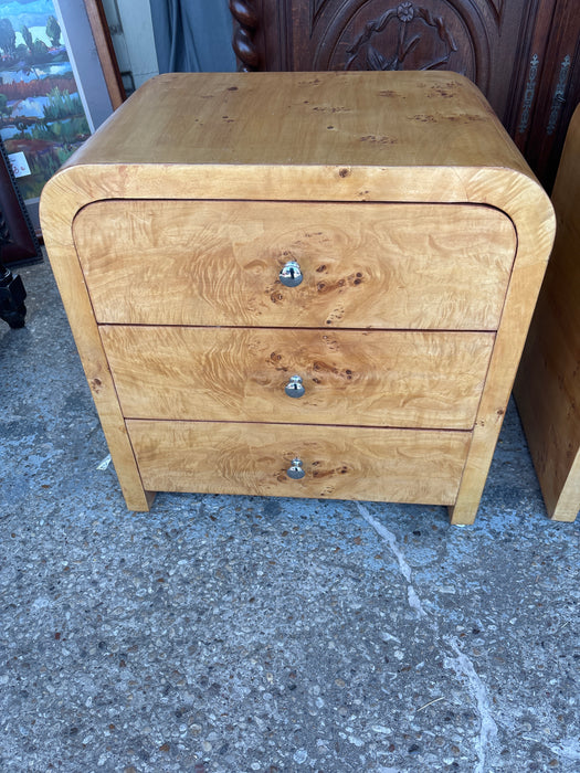 PAIR OF ART DECO BURL WOOD SIDE CHESTS