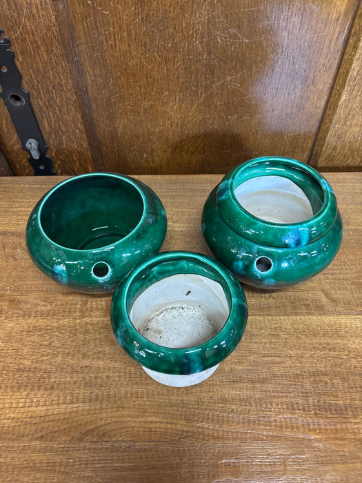PAIR OF GREEN PLANTERS