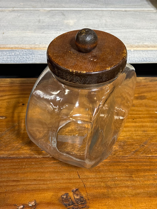 SET OF 3 GLASS CANISTER WITH WOOD LID