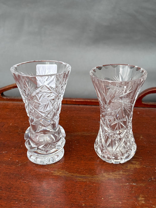SMALL PAIR OF CRYSTAL VASES