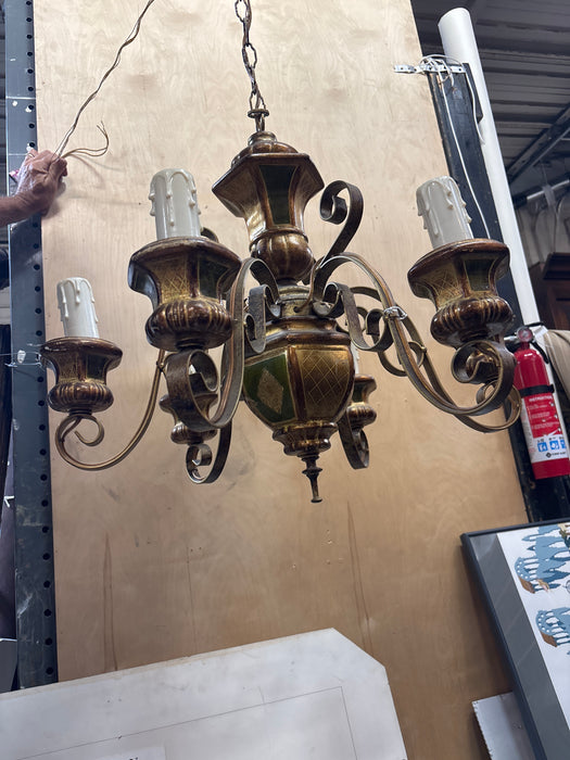 SMALL 6 LIGHT ITALIAN FLORENTINE CANDLE CHANDELIER