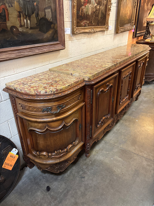 LOUIS XV SIDEBOARD WITH CARAMEL COLORED MARBLE TOP