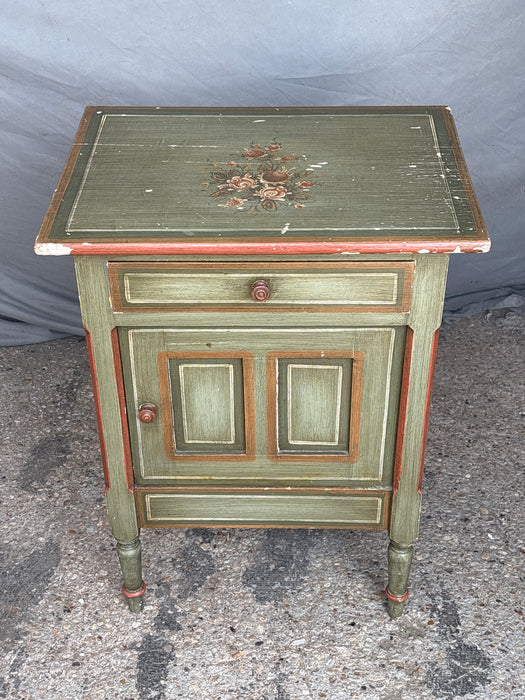 GREEN AND RED FLORAL TOP CABINET WITH DRAWER