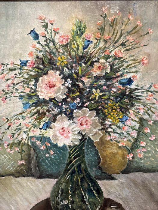SMALL FLORAL PAINTING - SIGNED F.P. SACK 1987