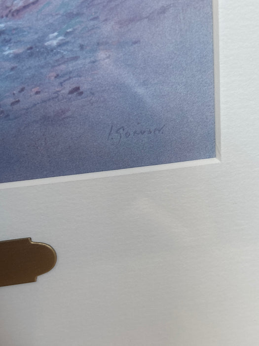 SMALL BROWN FRAMED PRINT OF TURTLE GREEN L. GORDON